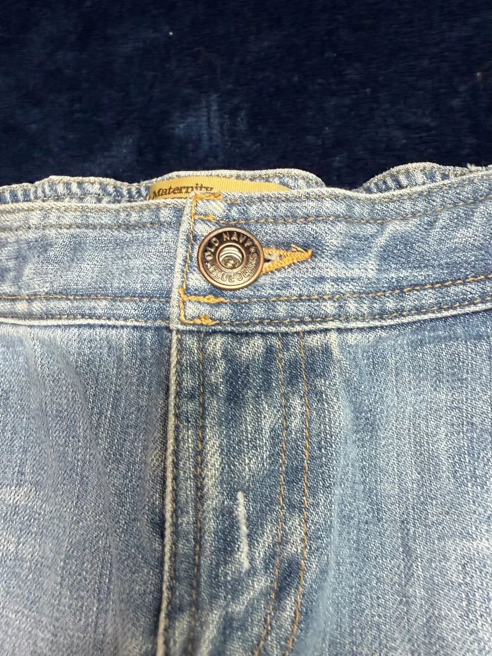 Old Navy Light Blue Embroidered Frayed Hem Denim Maternity Skirt